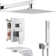Chrome Shower Faucet System Set 12 in Rain Shower Head Mixing Valve Waterfall Tub Spout