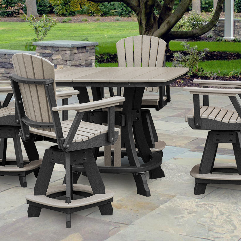 Weatherwood Light Brown and Black Square Outdoor Dining Table