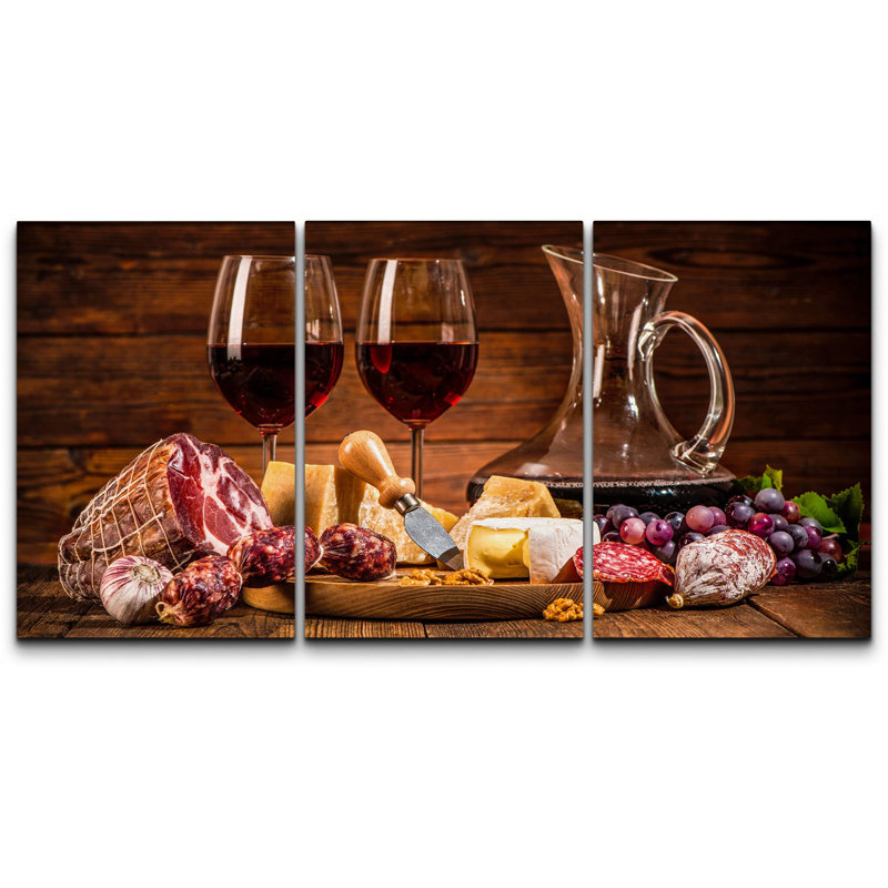 Charcuterie, plateau, vin, Smorgasbord, boissons, nourriture, photographie, décor, contemporain, Toile tendue