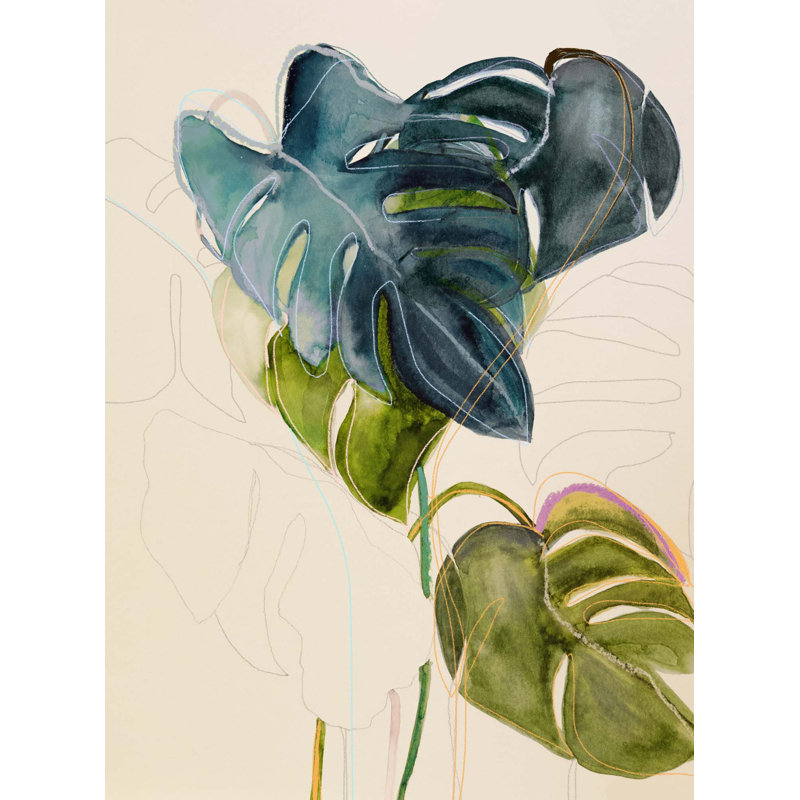 Blue Monstera Print by Leigh Viner, 40" H x 29" W x 2" D