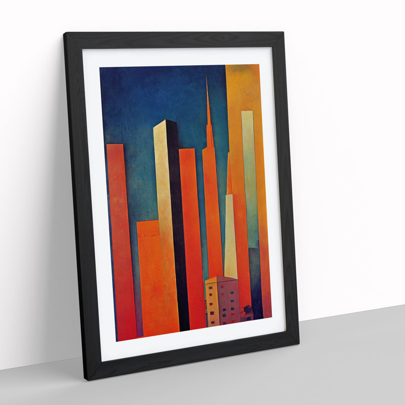 City Skyline - Single Picture Frame Print, 64cm H x 46cm W x 2cm D, Black