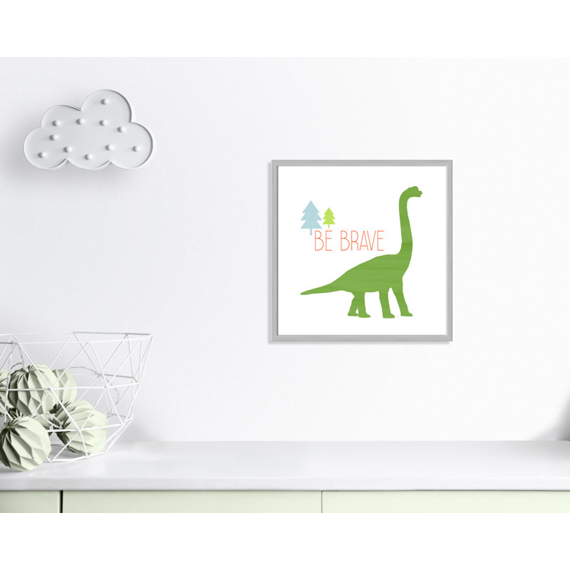 Dino Brave 1 ', art encadré, 22.5" H x 22.5" W x 1.18" D, Encadré de boîte argent