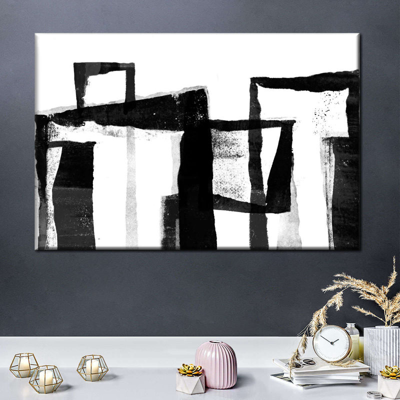 «White To Black Abstract I», reproduction sur toile, H 20 po x l 30 po x P 1,25 po
