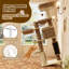 Arbre à chat à niveaux multiples 77 po, beige / léopard, avec poteaux épais de 4,3 po-58040896