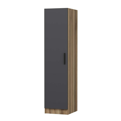 Armoire moderne Wesa avec nombreuses tablettes, anthracite et dore, 17,7 po x 82,7 po x 20,5 po Wesa | 100% panneau de particules enduit de mélamine, épaisseur: 0,7 pouce | Solution de rangement murale avec couvercle, élégante et fonctionnelle