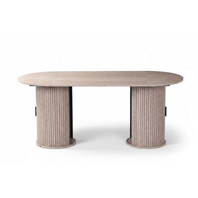 71" Dining Table For 8 With Sliding Door Storage Cabinet