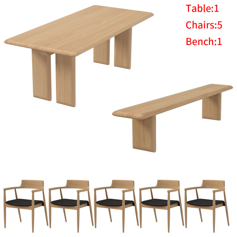 Table de salle à manger moderne simple en bois massif Purantton