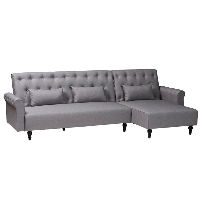 Canapé et méridienne rembourrés 2 pièces Minos, Mélange de polyester gris