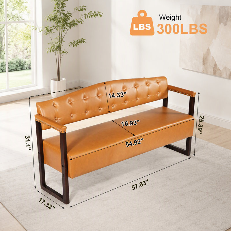 Upholstered Bench, Dark Brown