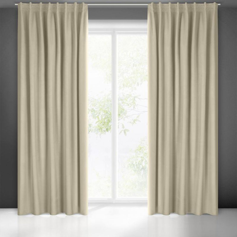 Madlen Blackout Single Curtain, Beige Tape