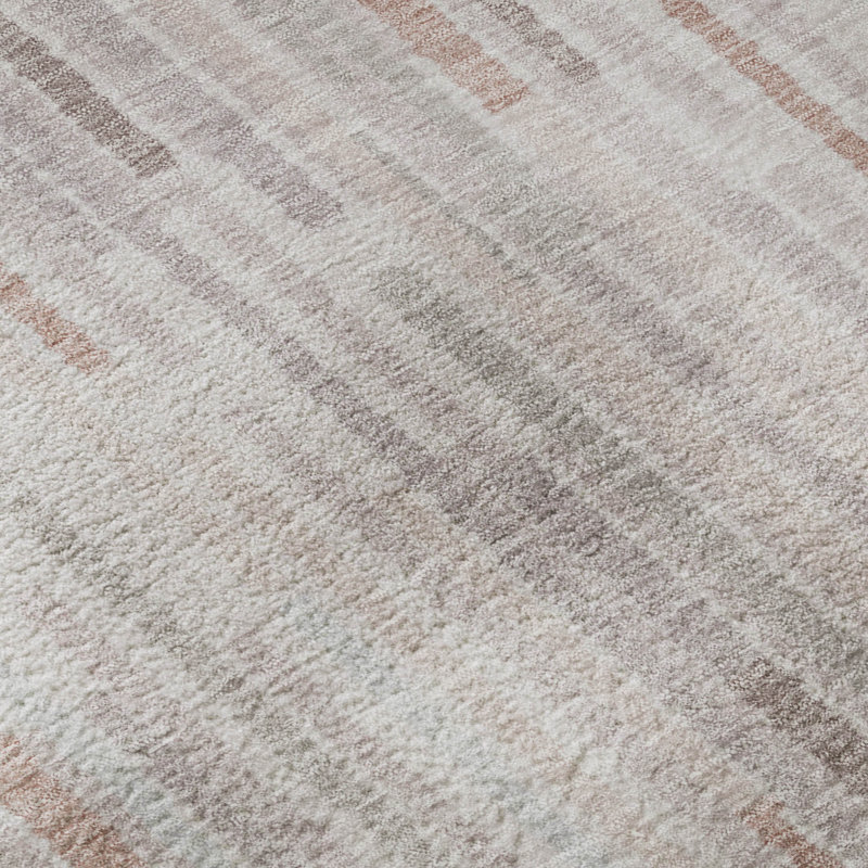Premium Machine Washable Mayfield AMF2102 Striped Rug, 2'3" x 7'6" Runner, Coral