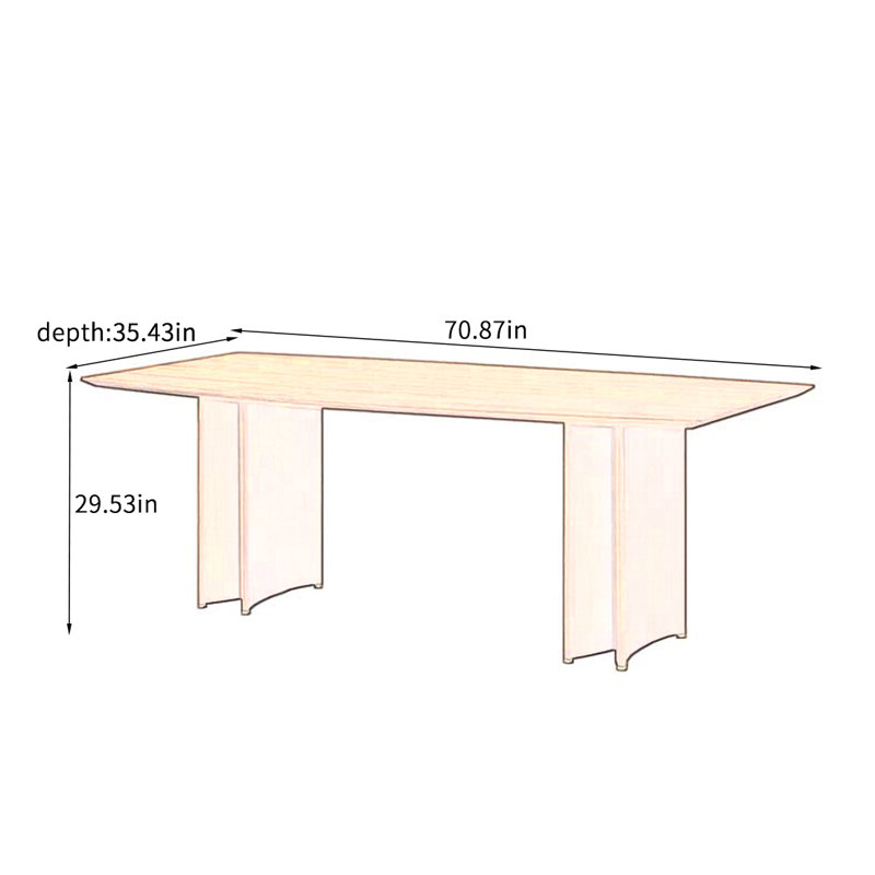 Table de salle à manger rectangulaire en frêne massif, H 29,53 po x L 70,87 po x l 35,43 po