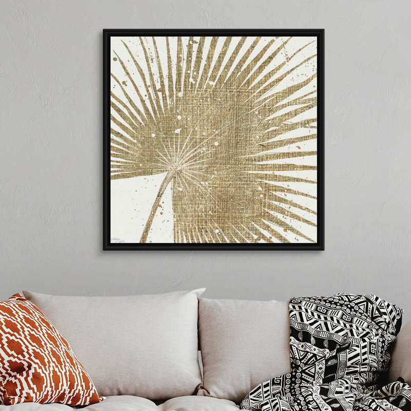 Toile dorée II, art mural, Toile avec cadre noir, H 38 po x l 38 po