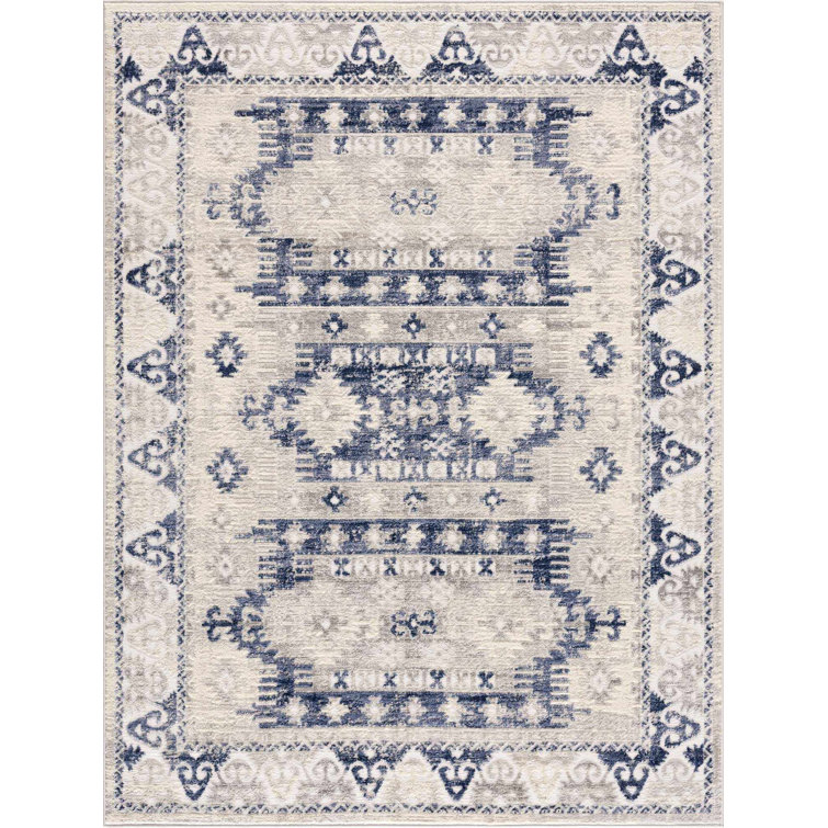 Bindin Oriental Navy Blue Area Rug