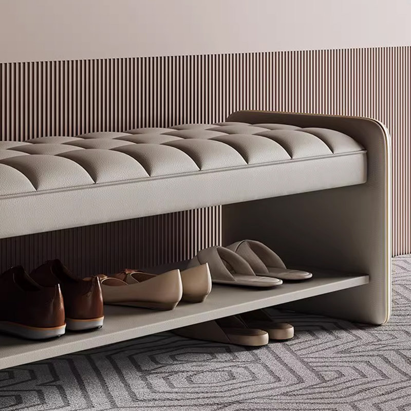 Banc rembourré, Gris clair