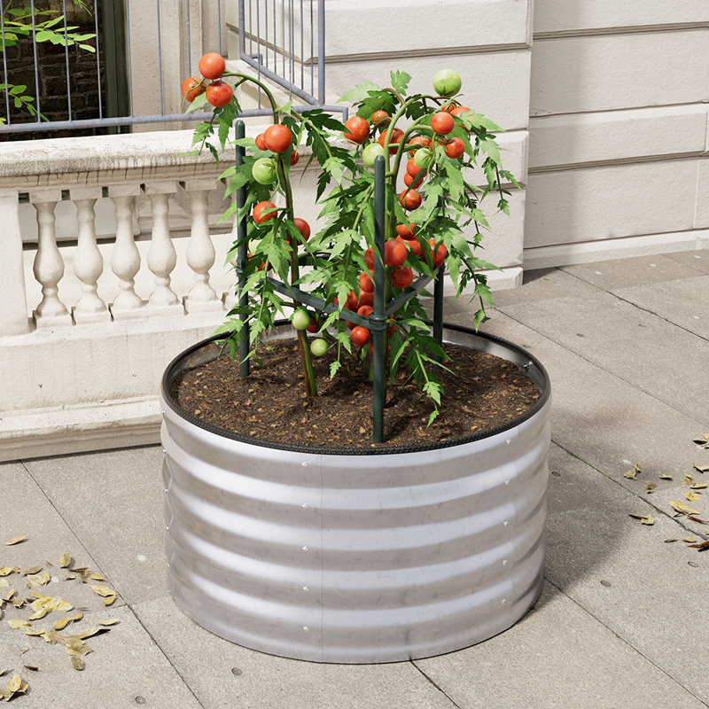 Metal Raised Garden Bed, 40cm H x 80cm W x 80cm D, Silver