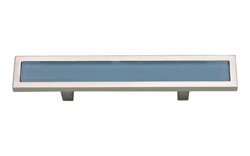 Spa 3" Center to Center Bar Pull, Brushed Nickel/Blue