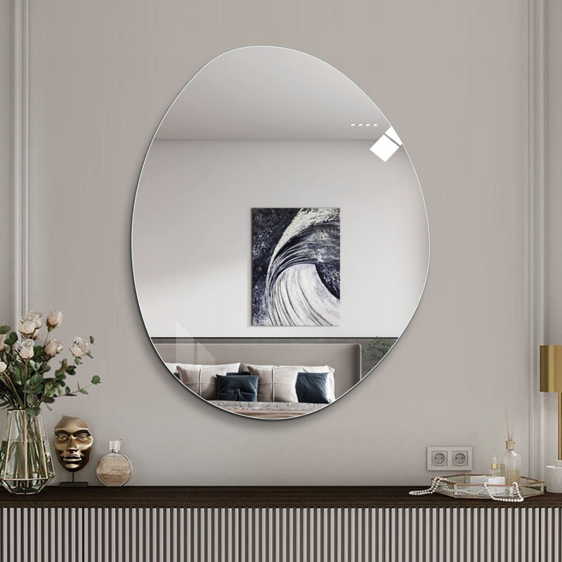 Moderne asymétrique de 40 po Miroir mural de salle de bain X 32, cuivre HD - verre argenté, reflet transparent, suspension verticale, dossier incassable, -, bord givré, longue durée de vie, longue durée, bordure