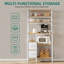  Kitchen Storage Rack With Power Outlet, 2 AC Outlets 2 USB Ports, Baker's Rack With 2 Drawers And 4 Hooks, Microwave Shelf-1444753656