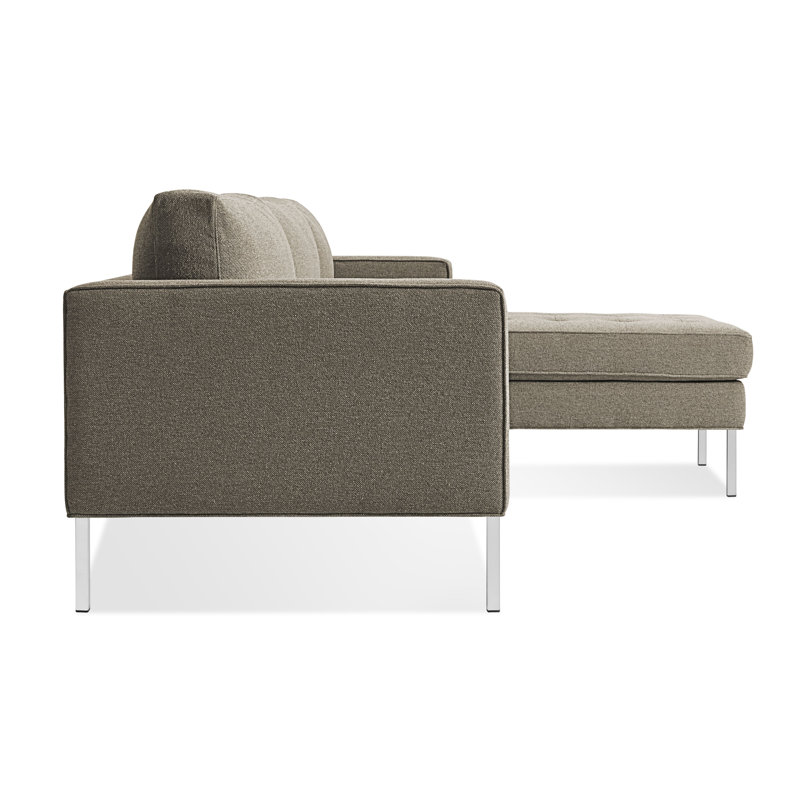 Paramount Chaise Sectional, Stainless Steel, Sanford Ceramic Crossweave, Right Hand Facing