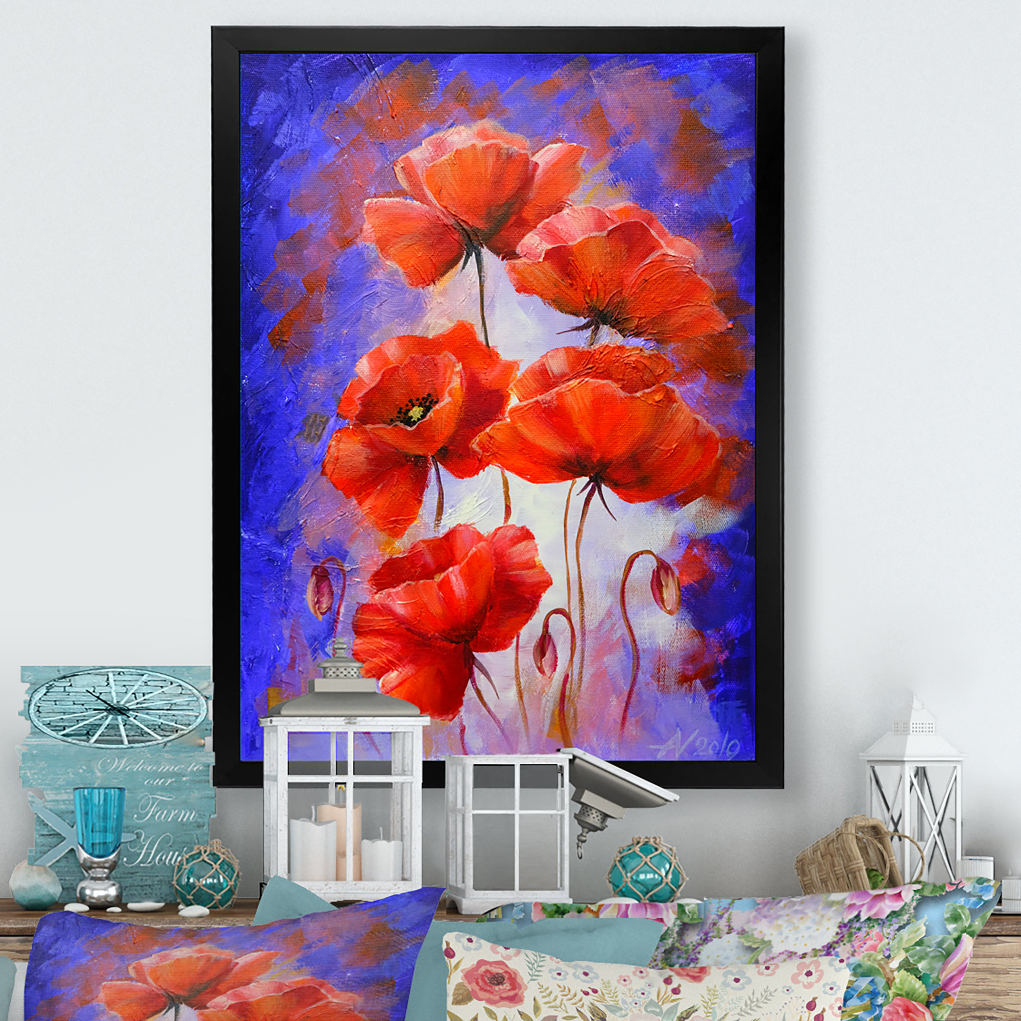 Abstract Red Poppy Winston Porter Abstract Red Poppies At Sunline - Traditional Canvas ...