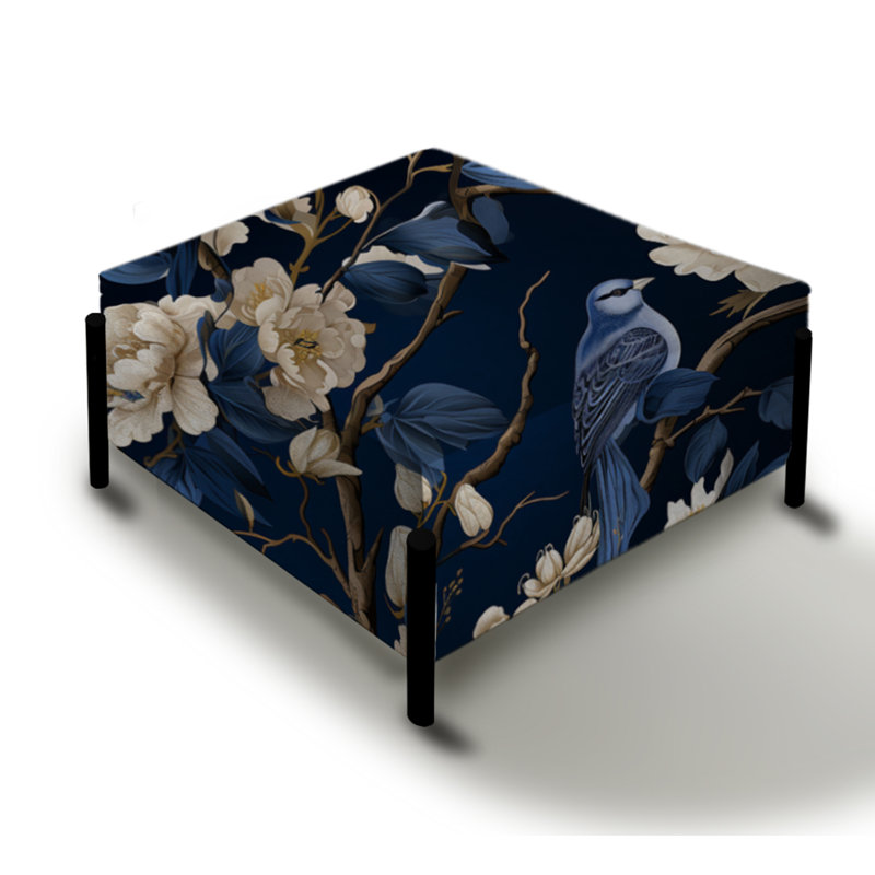 Motif victorien Cobalt Chinoiserie Garden - grand repose-pieds carré floral