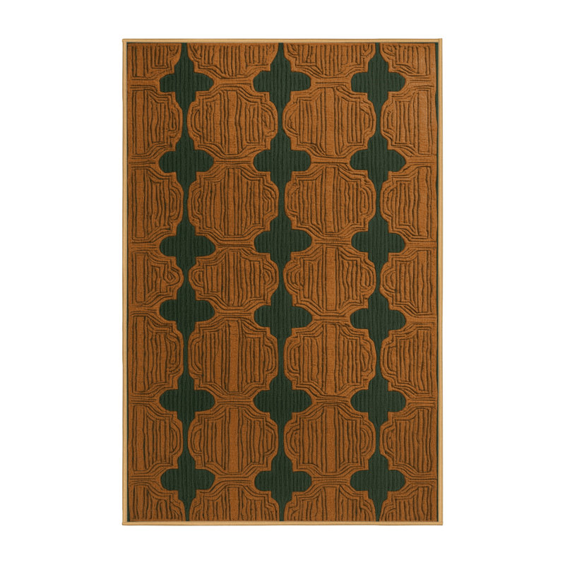 Tapis brun treillis lavable à la machine, Rectangulaire 7 pi x 10 pi