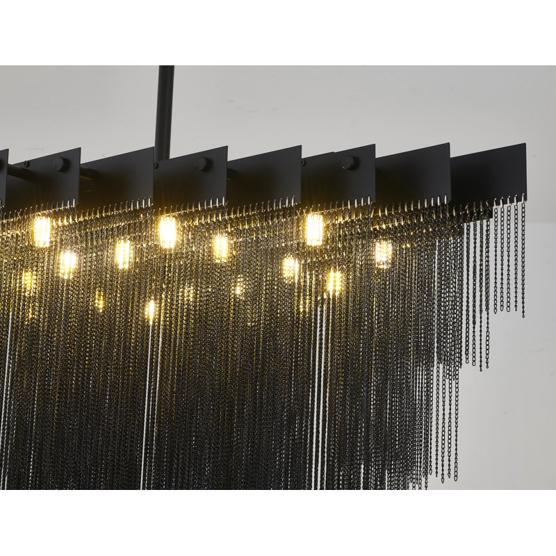 Lustre moderne à chaîne en aluminium 20 lumières , Noir satiné