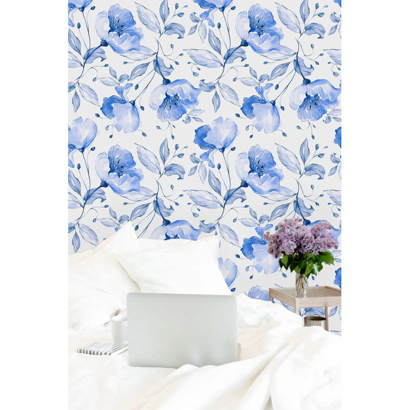 Poppy Flowers Background Paintable Wall Mural, 25" W x 50" L