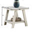 Table contemporaine en bois au fini vieilli, plateau rectangulaire avec tablette de rangement, 61 cm (l) x 56 cm (p) x 58 cm (h), fini vieilli, avec espace de rangement sous l'étagère, Collection