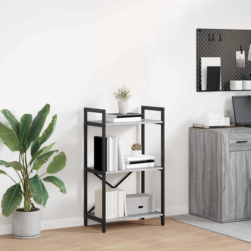 96cm H x 56cm W Steel Etagere Bookcase, Grey Sonoma
