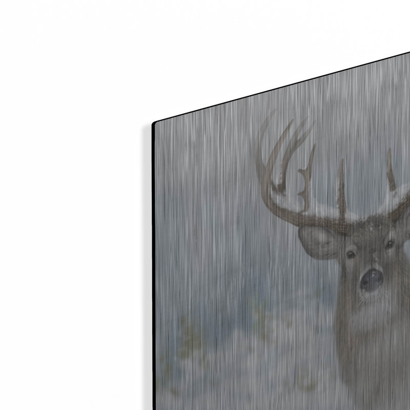 Art mural en métal Winston Porter «Whitetail Winter Wonderland» par Gordon Semmens, H 12 po x l 16 po