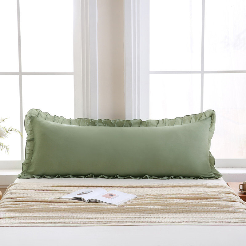 Avocado Green Pillowcases King Size Ruffled Pillow Shams Set of 2 Cute Pillowcases Solid Green Pillow Cover 2 Pack