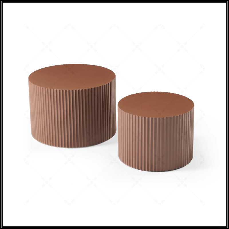 Ensemble de 2 tables gigognes, Brun
