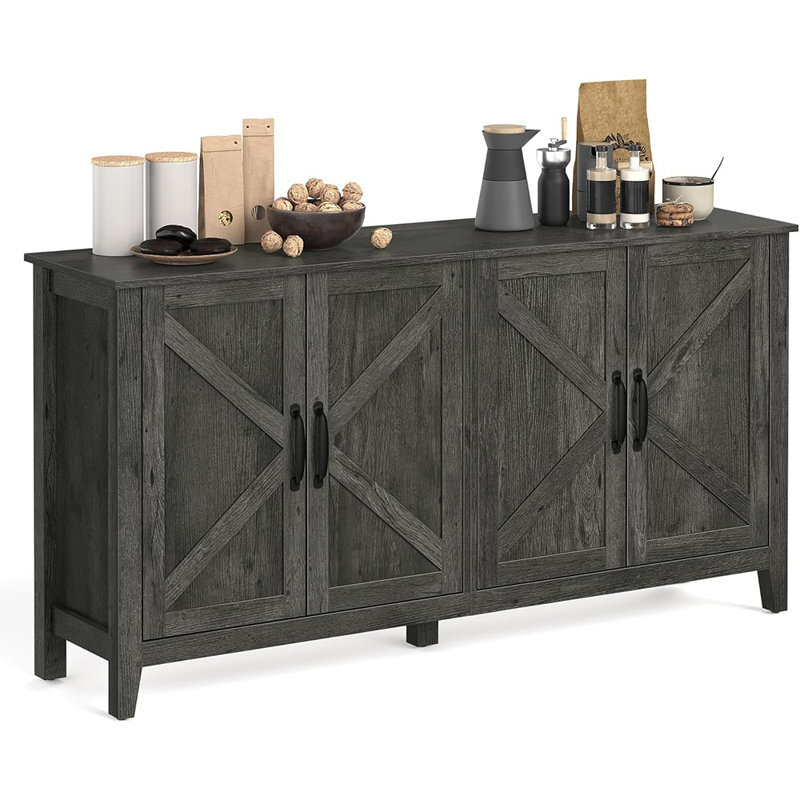 Armoire de rangement, buffet réglable gris anthracite