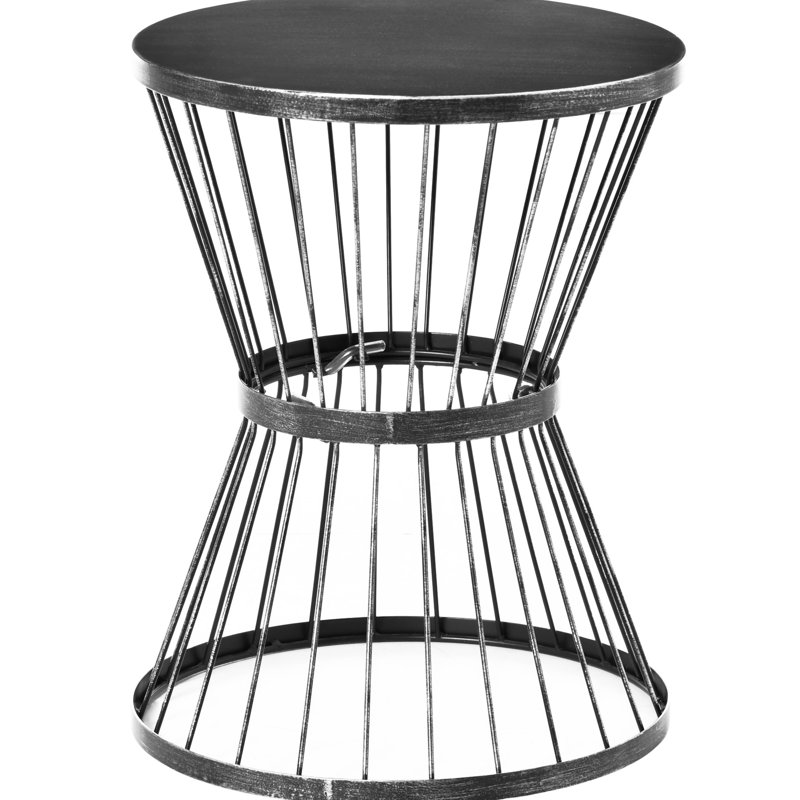 Outsunny 16" Steel Patio Side Table, Garden End Table with Hourglass Design, Accent Table for Outdoor and Indoor Use, Black