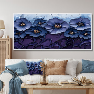 «Aqua Blue Poppies Dreamscape At Night II», art mural coquelicots