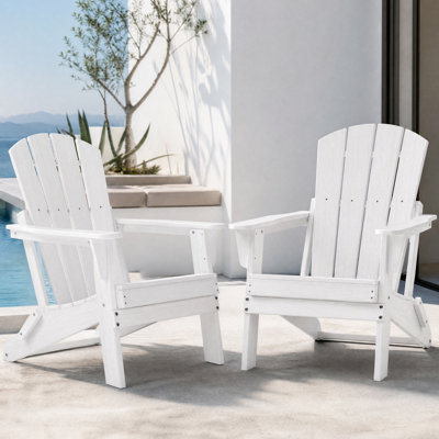 Foldable Adirondack Chairs, Lightweight & Portable HDPE Patio Chair Set, All-Weather Space-Saving Foldable Fire Pit Seating for Camping, Backyard, Deck