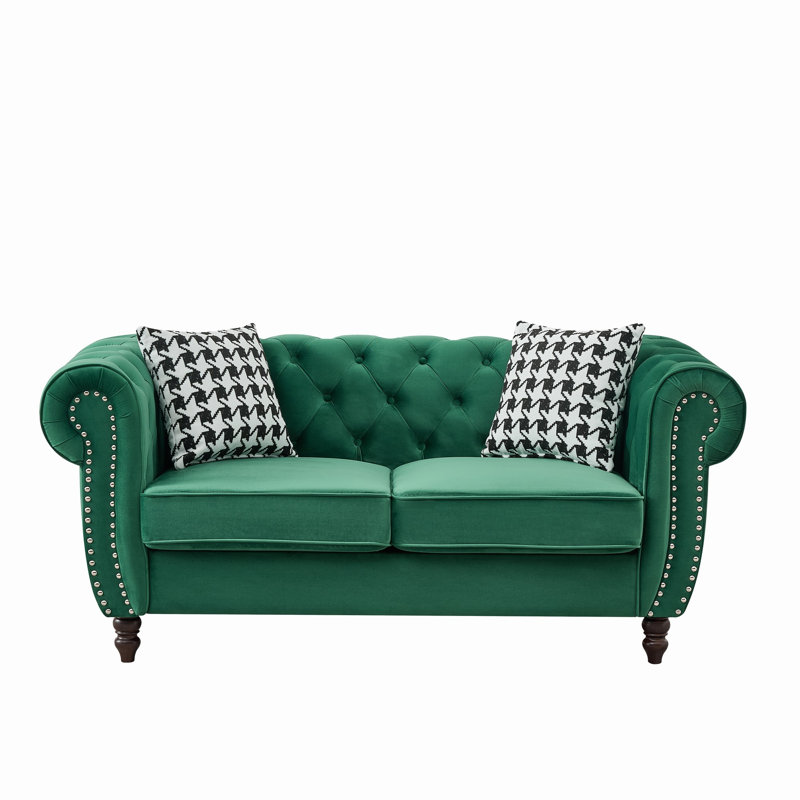 Canapé en tissu d'ameublement 65 po Chesterfield, Vert