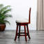 Tabouret pivotant de 24 po à hauteur de comptoir, finition cerise, tissu beige, confortable et tabouret de chaise avec siège en tissu pour la cuisine-974887652-974887655