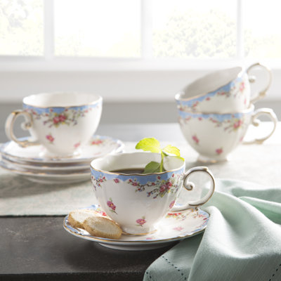 Porcelaine rose 7 oz. Grace Teaware Tasse à thé et soucoupe