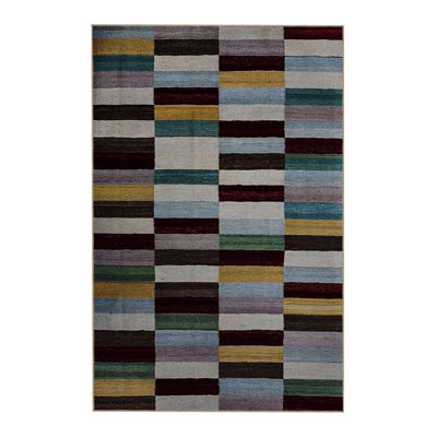 Multi Color Geometric Patchwork Pattern Creative Modern Decorative Machine Washable Area Rug