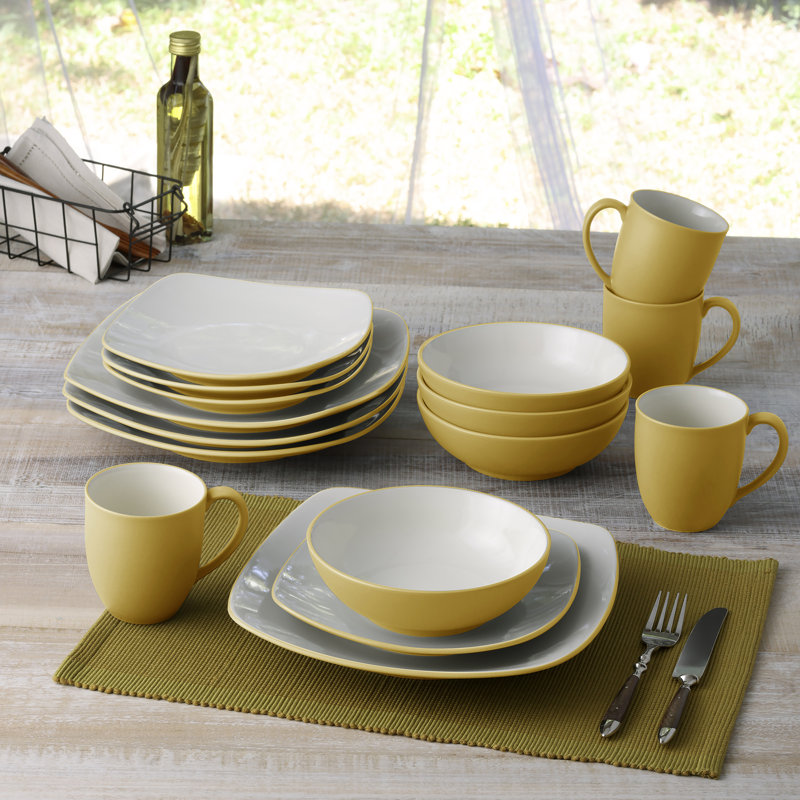 Noritake Colorwave Square Dinner Plates, 10-3/4", Mustard