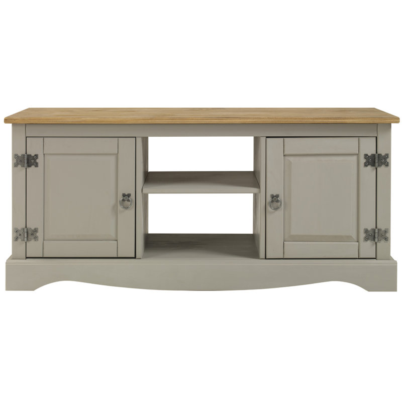 Aadhvik Unfinished TV Stand for TVs up to 43", Gray Wash/Antique Brown
