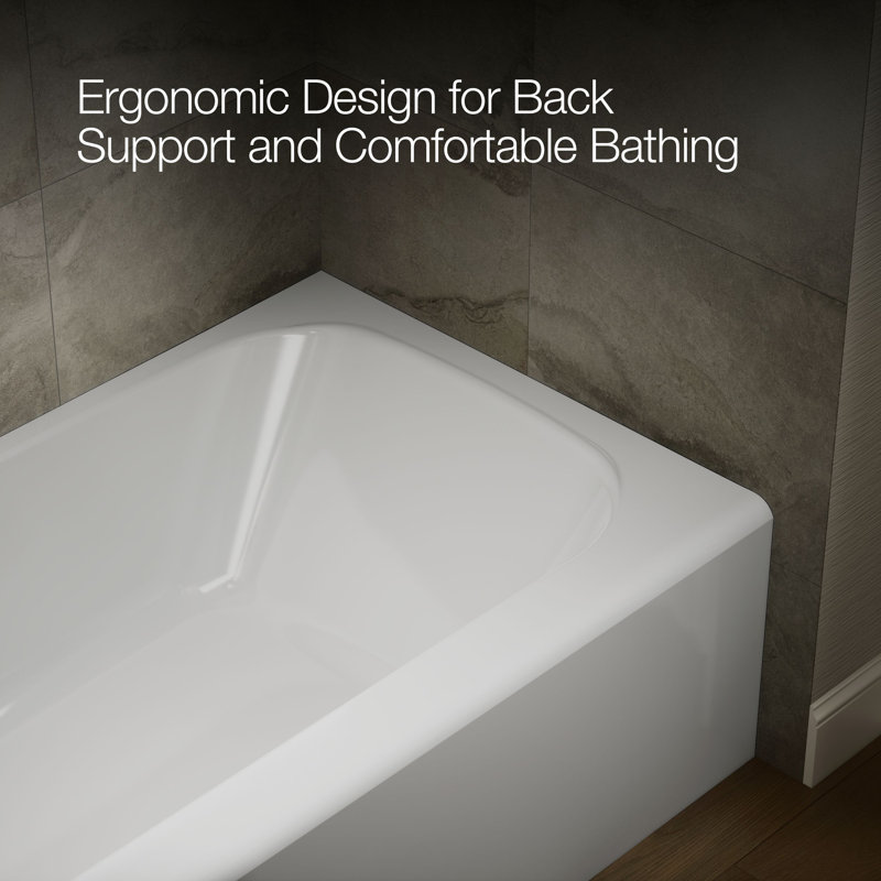Avec 72 In. X 36 In. Alcove Bath, Left Drain, White, Left