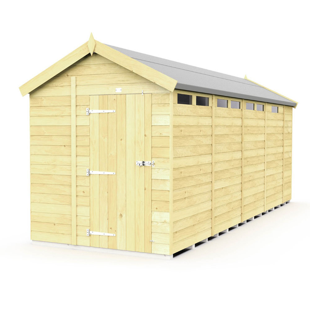 7ft x 17ft Apex Security Shed - Single Door