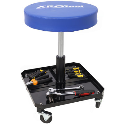 250 LBS Rolling Pneumatic Creeper Garage,Adjustable Mechanic Stool With Tool Tray Storage