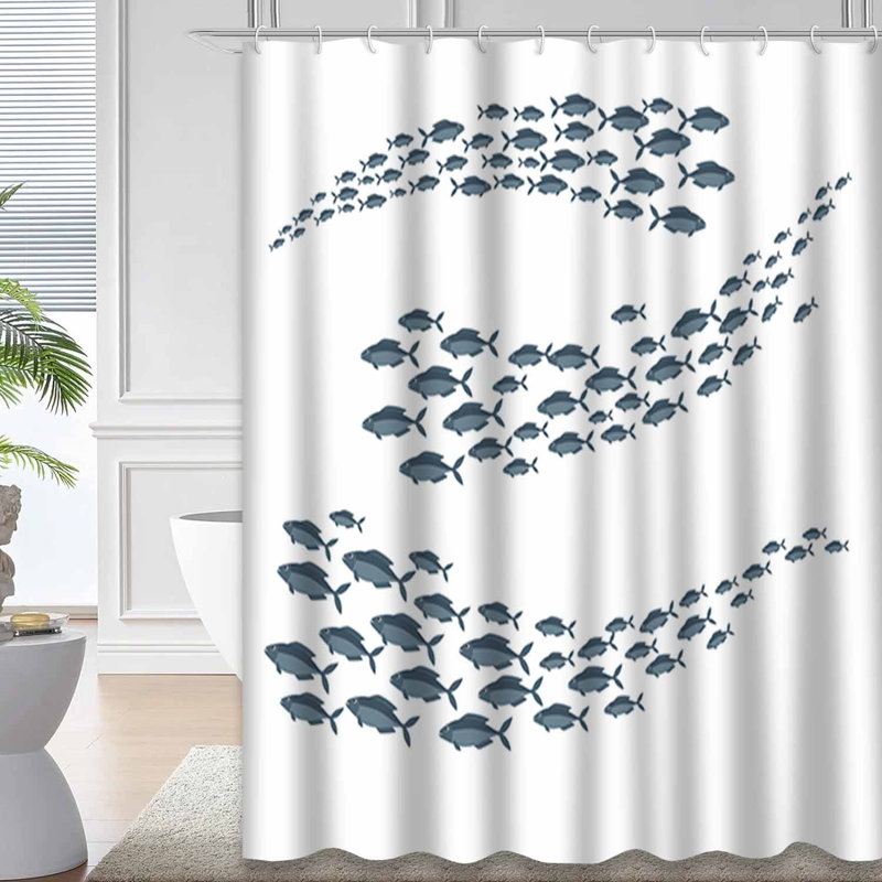 Rideau de douche bleu imperméable, rideaux de douche pour la salle de bain avec 12 crochets, L 72 po x l 72 po