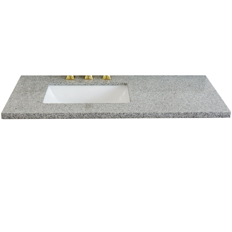 43'' Gray Granite Bathroom Vanity Top with White Ceramic Undermount Sink