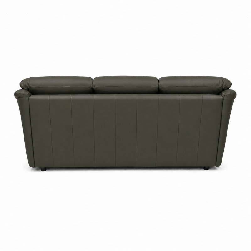 Canapé en cuir Ramdev, Cuir véritable gris anthracite, Causeuse